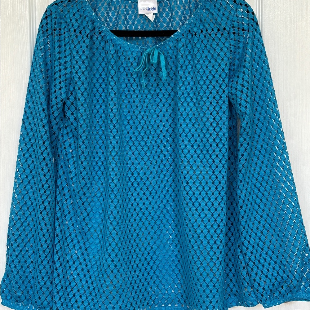 Girls' Blue Crochet Swim Coverup